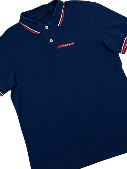 Prada Pique Polo Shirt Navy