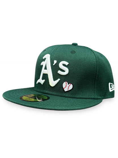 New Era 59 Fifty Oakland Athletics Team Heart Fitted Cap