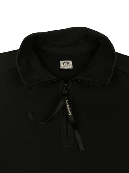 C.P Company Diagonal Raised Quarter Zip Sweatshirt - Black