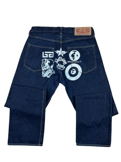 A Bathing Ape Multi Logo Denim Jeans