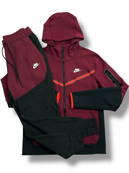 Nike Tech Fleece Full Tracksuit Burgundy/Black