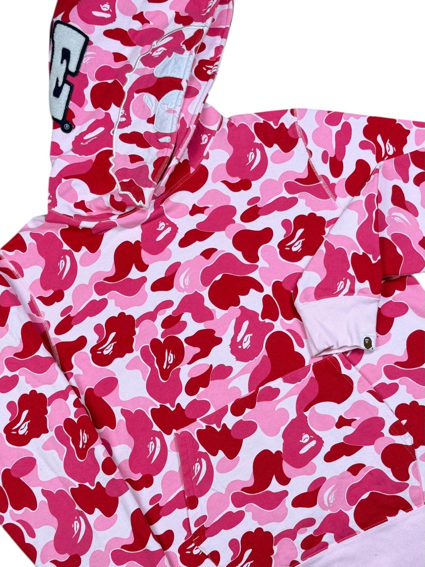 A Bathing Ape (BAPE) ABC Camo Shark Hoodie in Pink