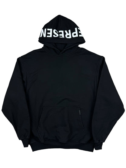 Represent Hood Script Hoodie- Black