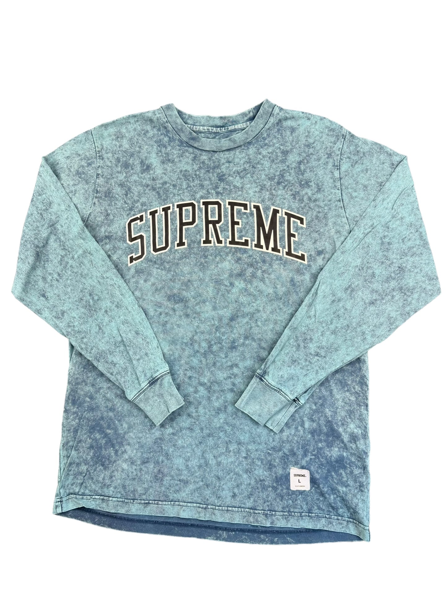 Supreme Arc Acid Wash Logo Long Sleeve T-Shirt