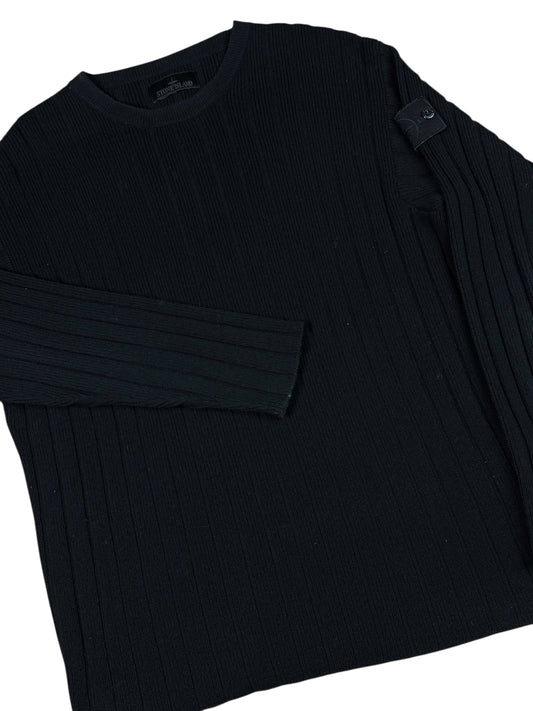 Stone Island Ghost Logo Ribbed Crewneck