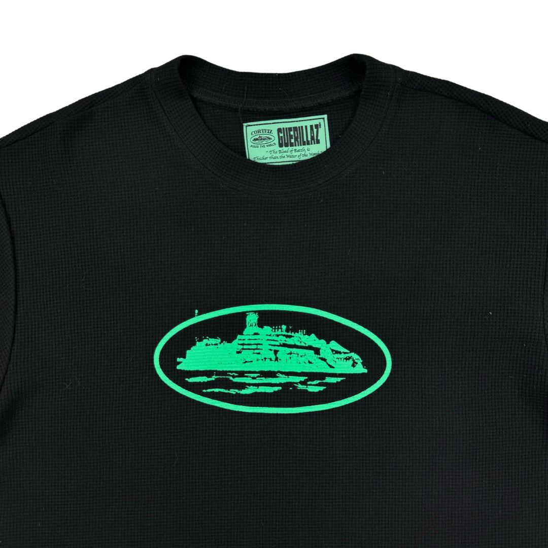 Corteiz Heavyweight Waffle T-Shirt - Black/Green