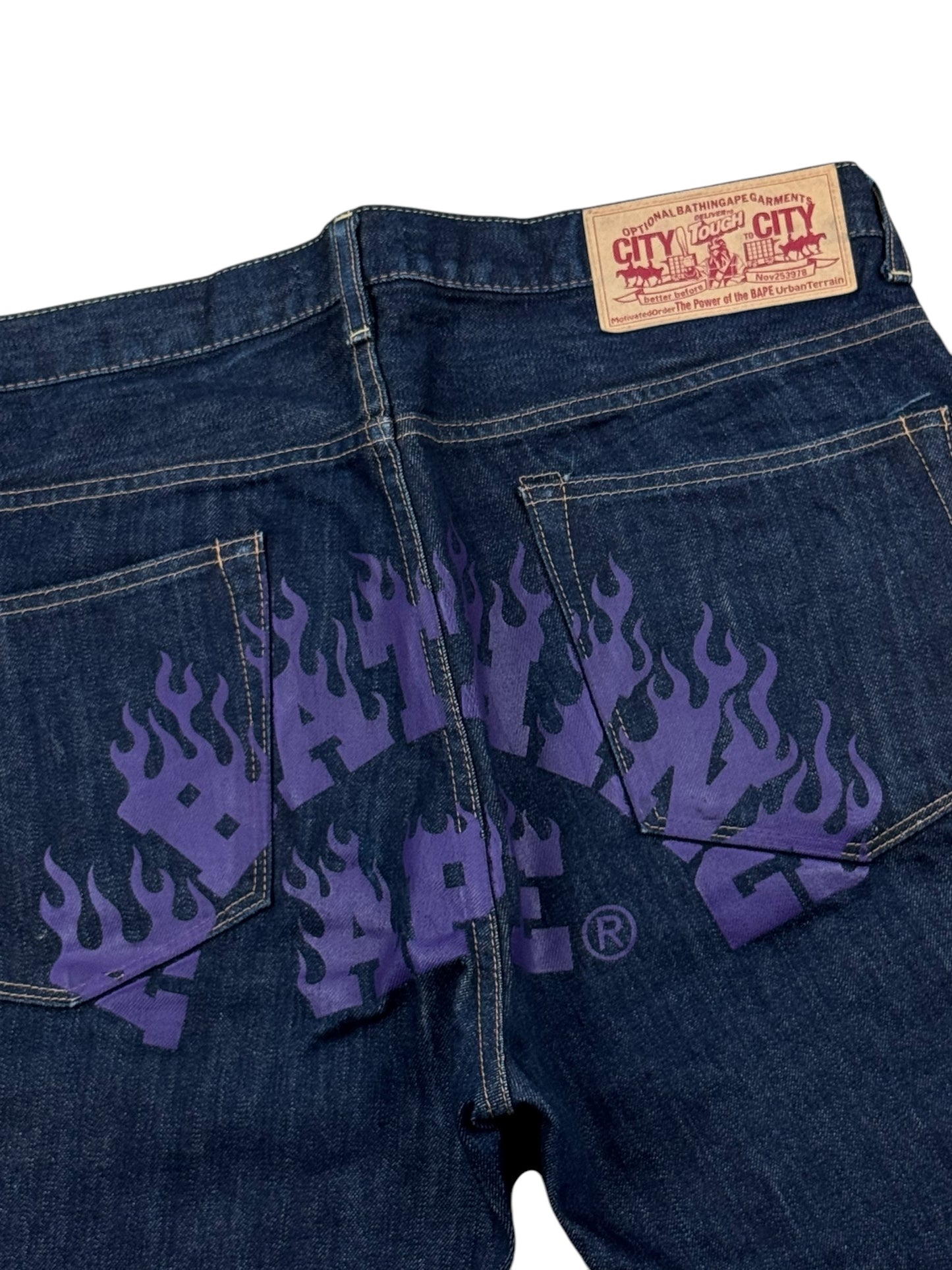 Bape A Bathing Ape Purple Flame Shorts