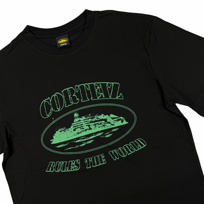 Corteiz Rules The World Print T-Shirt - Black