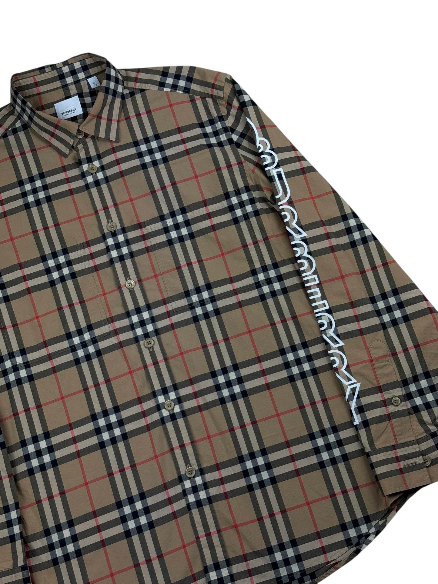 Burberry Logo Print Vintage Check Cotton Poplin Shirt