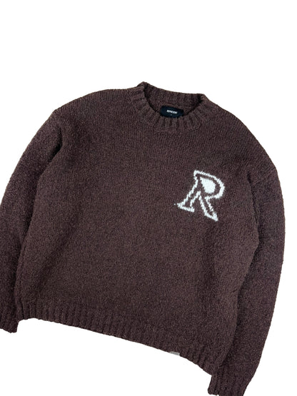 Represent Initial Boucle Knitted Sweater Brown/White