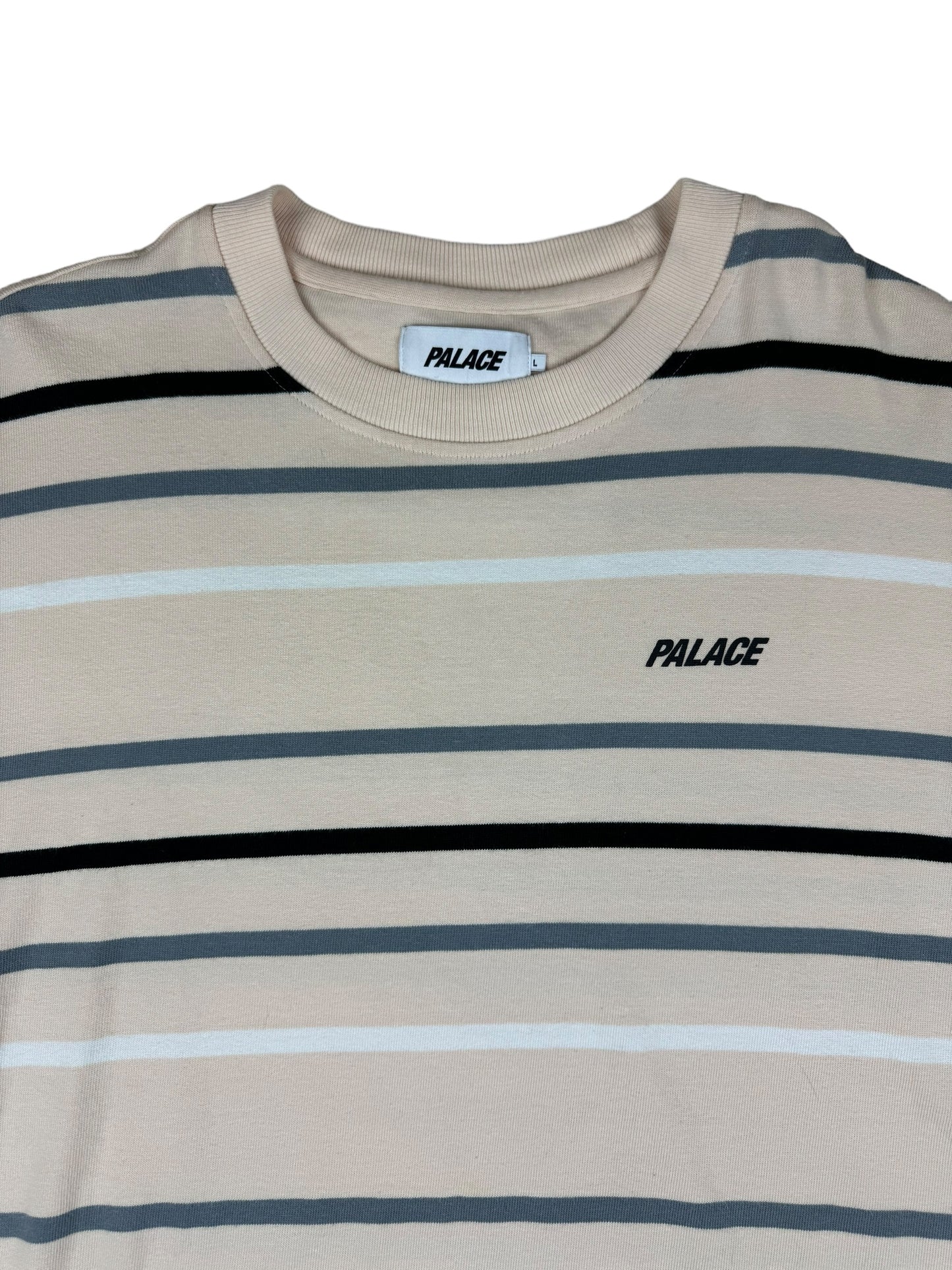 Palace Stripe Drop Shoulder Crew Stone SS22