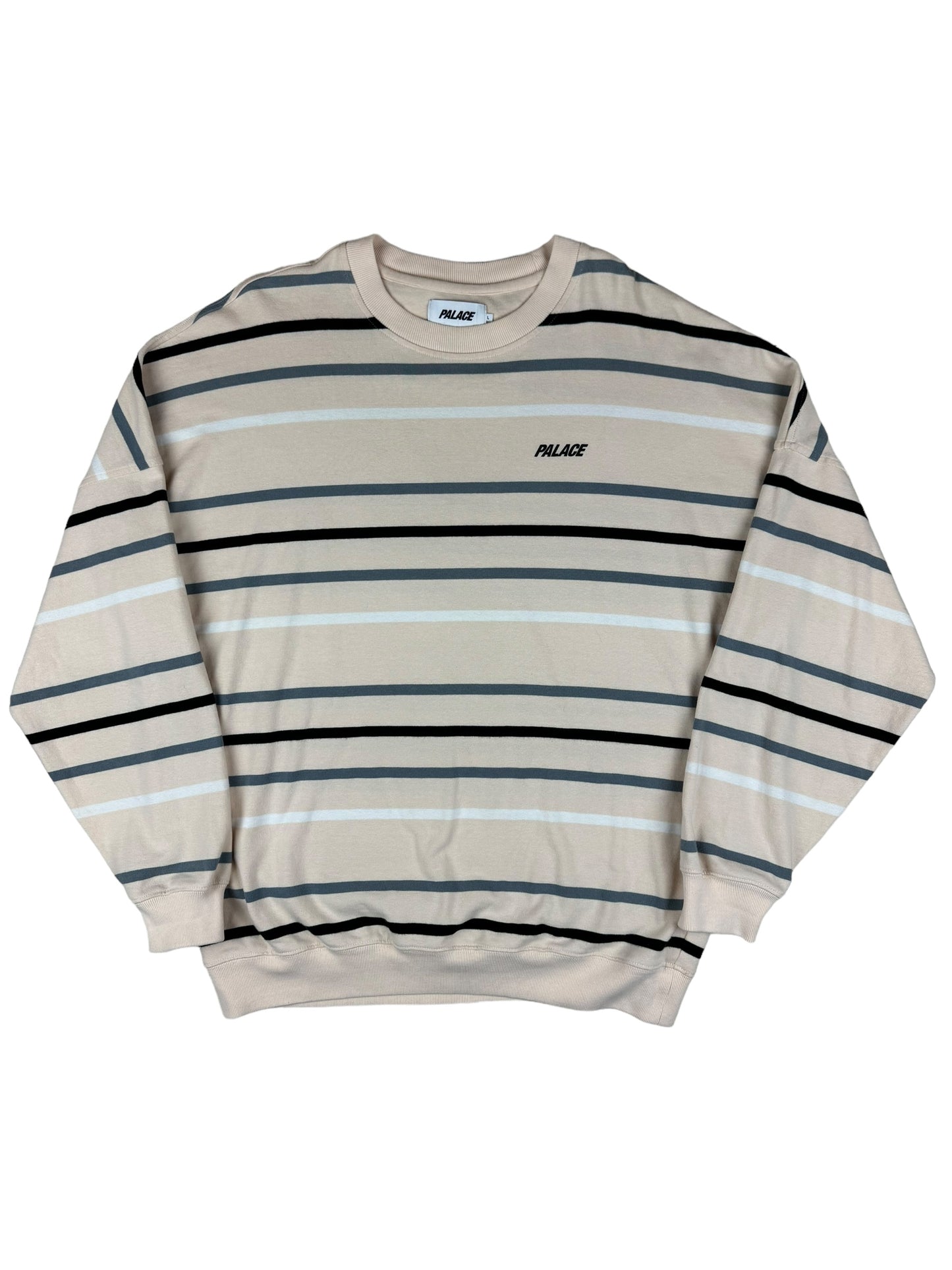 Palace Stripe Drop Shoulder Crew Stone SS22