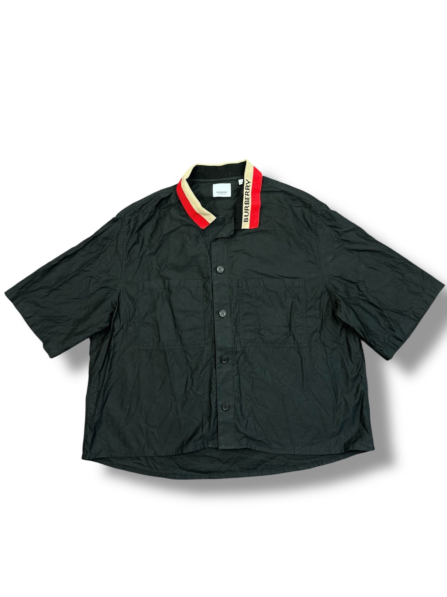 Burberry Striped Collared Logo Shirt