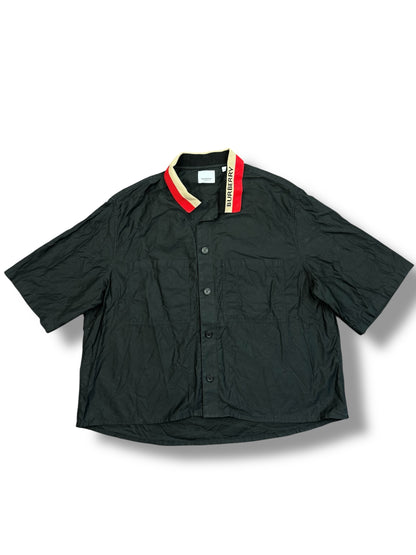 Burberry Striped Collared Logo Shirt