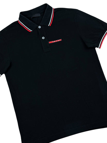 Prada Pique Polo Shirt- Black