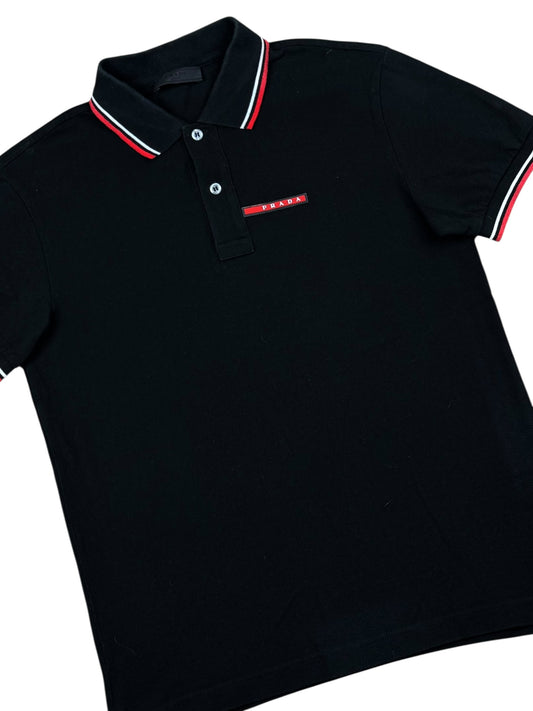 Prada Pique Polo Shirt- Black