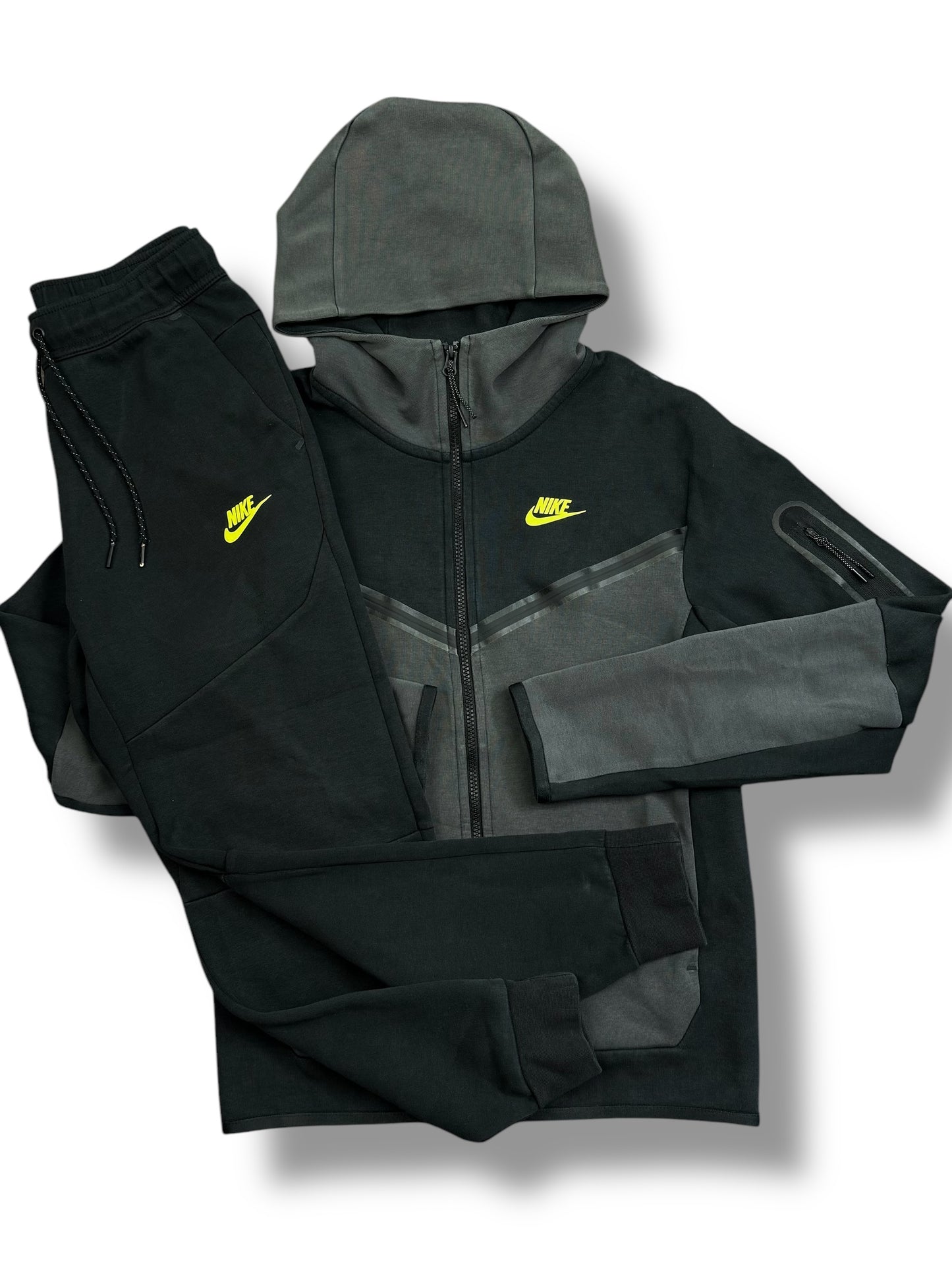 Nike Tech Fleece Full Tracksuit Black/Grey/Volt