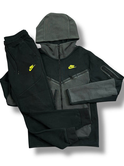 Nike Tech Fleece Full Tracksuit Black/Grey/Volt