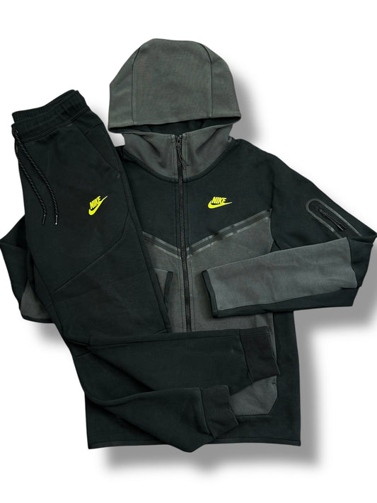 Nike Tech Fleece Full Tracksuit Black/Grey/Volt