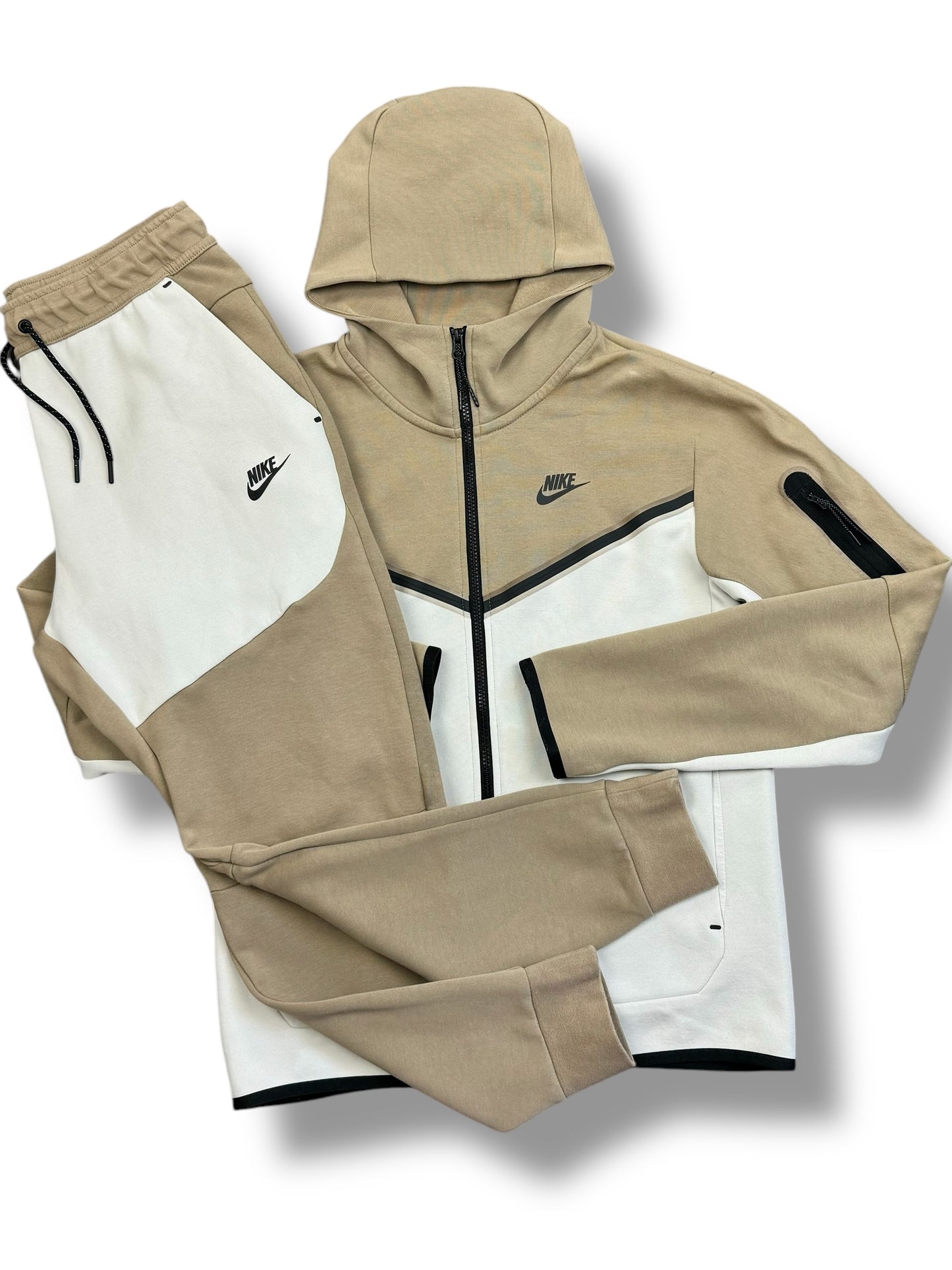 Nike Tech Fleece Full Tracksuit Tan/White