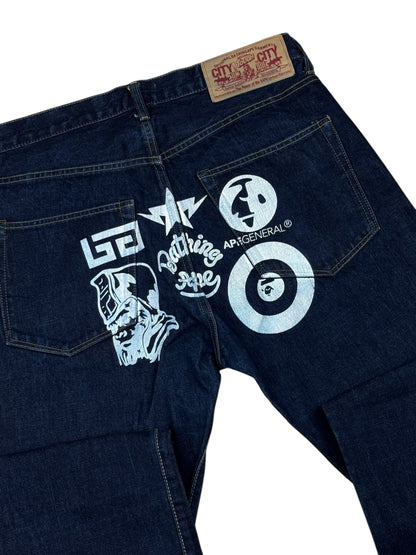 A Bathing Ape Multi Logo Denim Jeans