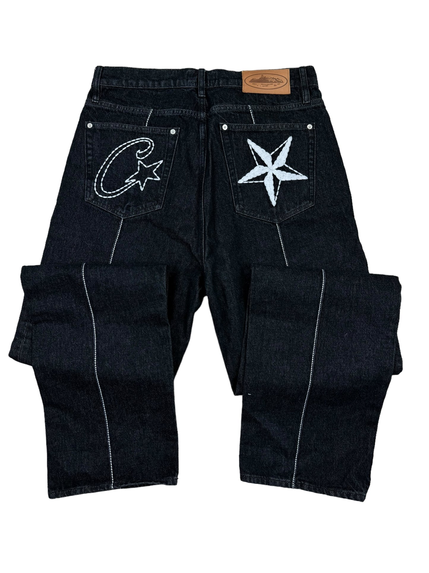 Corteiz C-Star Stitch Down Jeans - Black