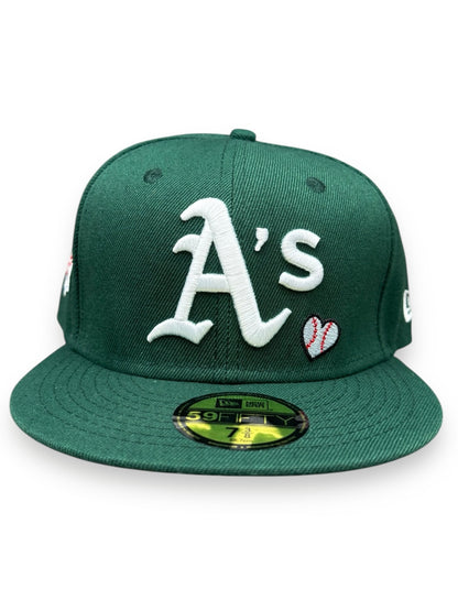 New Era 59 Fifty Oakland Athletics Team Heart Fitted Cap