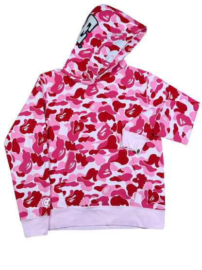 A Bathing Ape (BAPE) ABC Camo Shark Hoodie in Pink