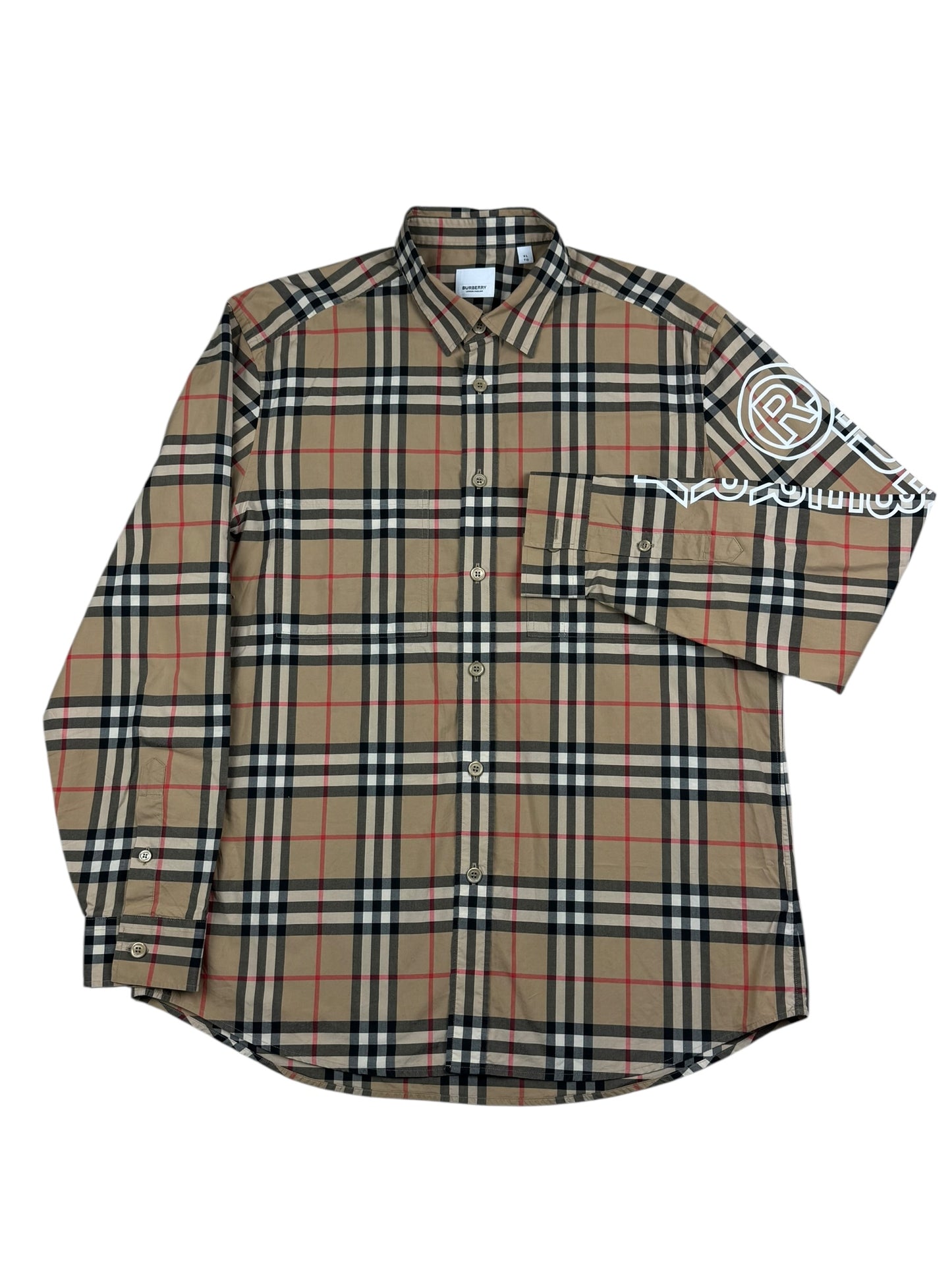 Burberry Logo Print Vintage Check Cotton Poplin Shirt