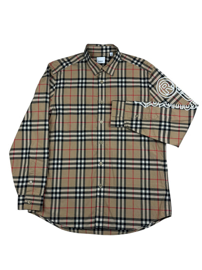 Burberry Logo Print Vintage Check Cotton Poplin Shirt