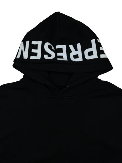 Represent Hood Script Hoodie- Black